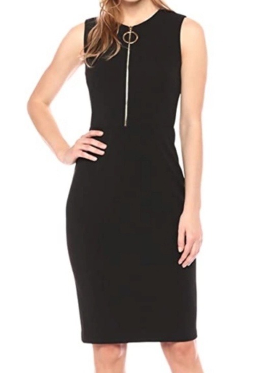 Calvin Klein Dresses & Skirts - Calvin Klein Zip Front Sleeveless Sheath Dress - Black Size 6